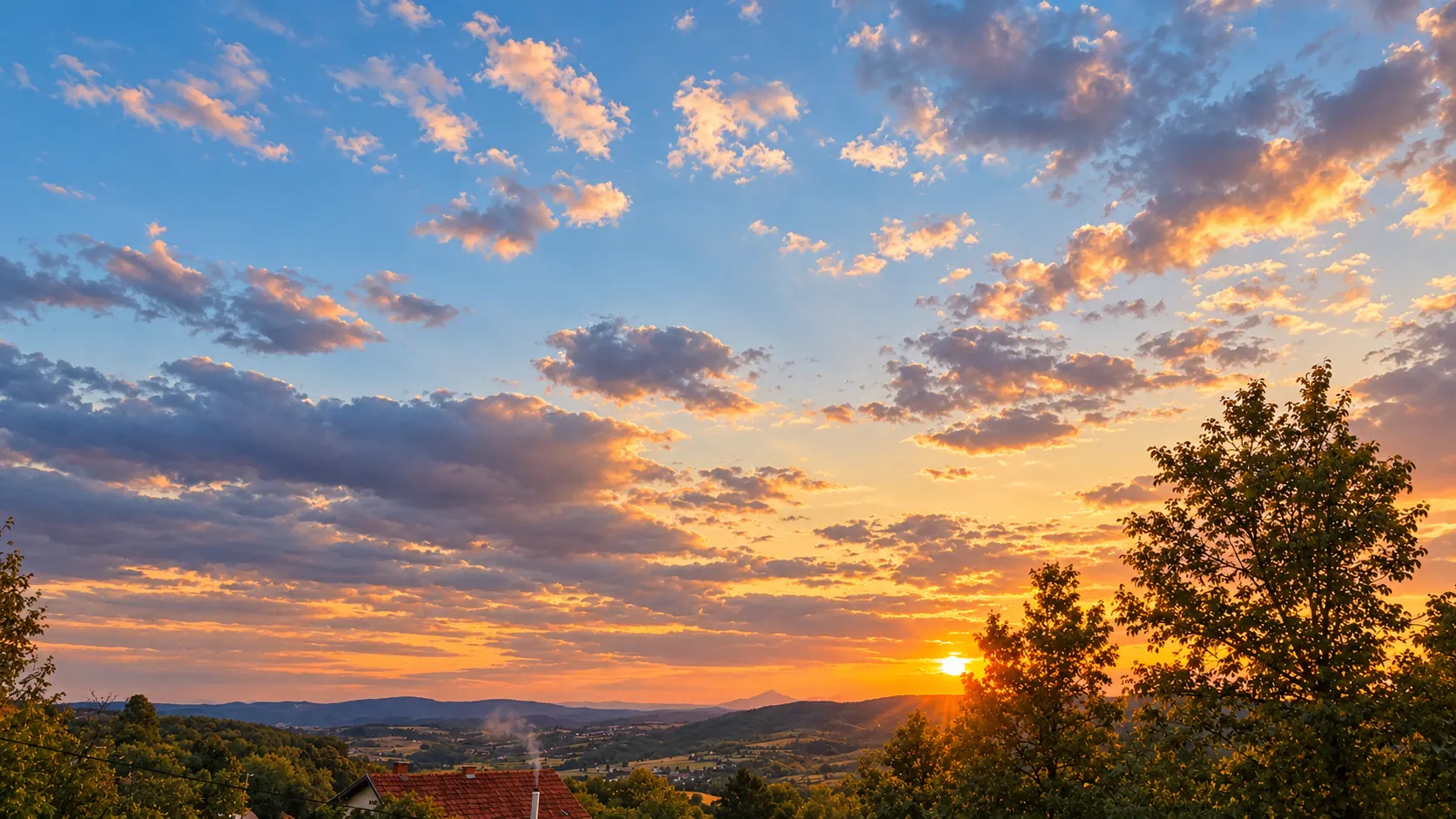 Zalazak sunca nad brdima Šumadije